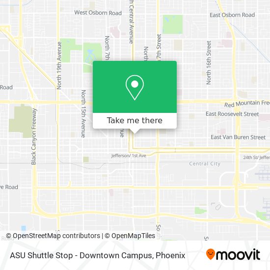 Mapa de ASU Shuttle Stop - Downtown Campus