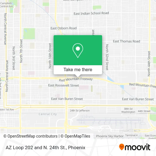 AZ Loop 202 and N. 24th St. map