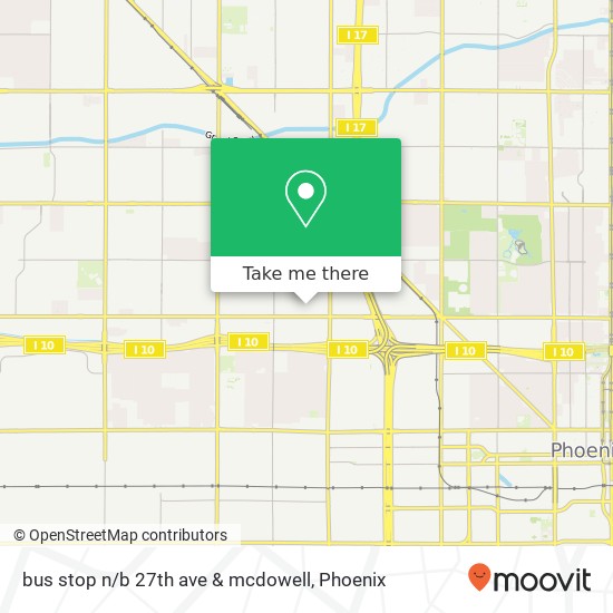 Mapa de bus stop n / b 27th ave & mcdowell