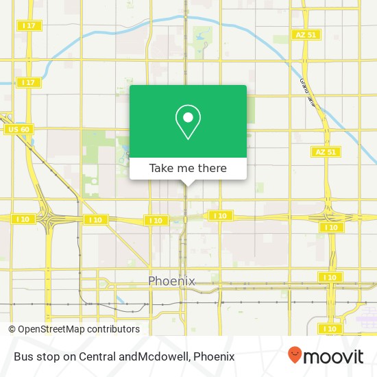 Bus stop on Central andMcdowell map