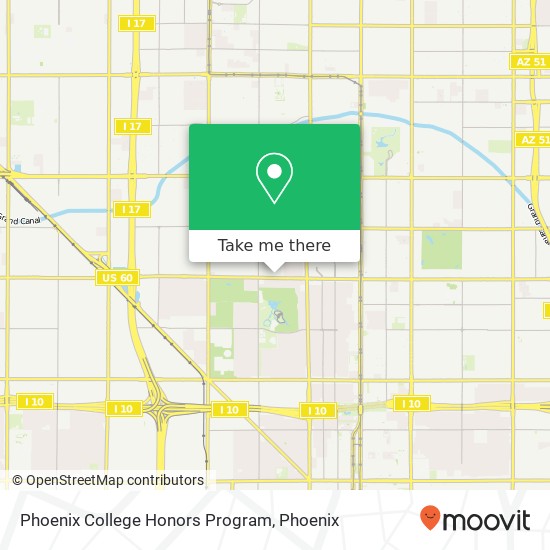 Phoenix College Honors Program map
