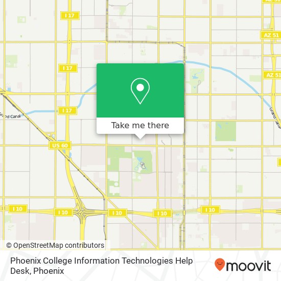 Phoenix College Information Technologies Help Desk map