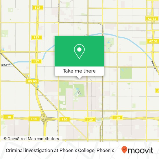 Criminal investigation at Phoenix College map