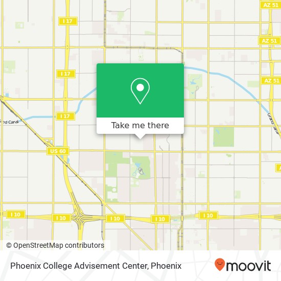 Mapa de Phoenix College Advisement Center