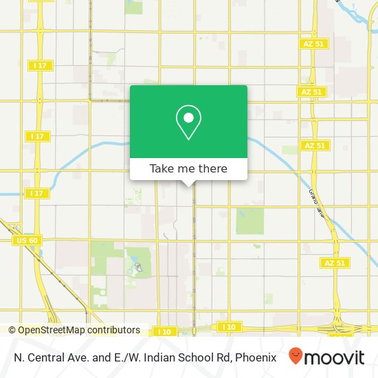 Mapa de N. Central Ave. and E. / W. Indian School Rd