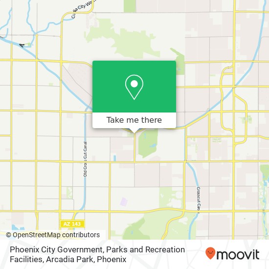 Phoenix City Government, Parks and Recreation Facilities, Arcadia Park map