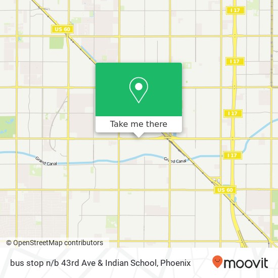 Mapa de bus stop n / b 43rd Ave & Indian School