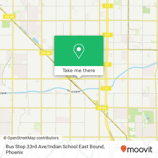 Mapa de Bus Stop 33rd Ave / Indian School East Bound