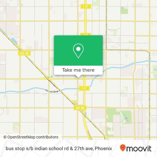 Mapa de bus stop s / b indian school rd & 27th ave