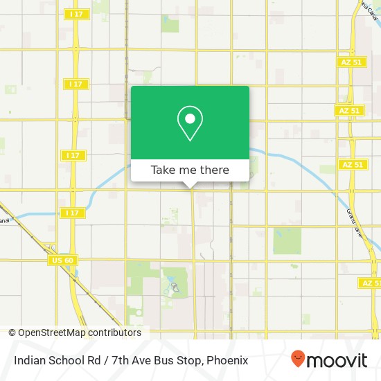 Mapa de Indian School Rd / 7th Ave Bus Stop