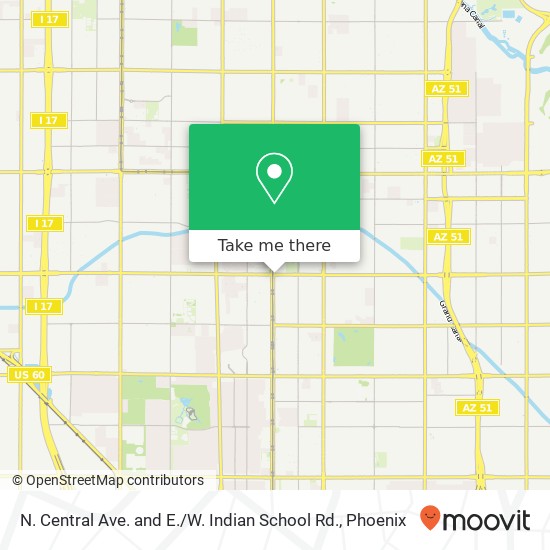 N. Central Ave. and E. / W. Indian School Rd. map