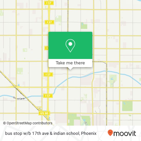 bus stop w / b 17th ave & indian school map