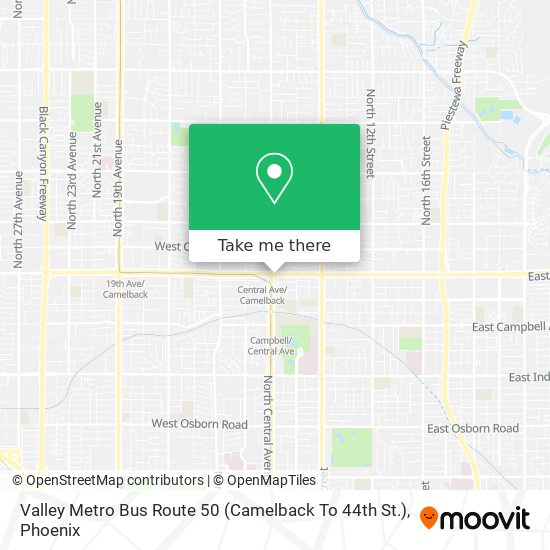 Valley Metro Bus Route 50 (Camelback To 44th St.) map