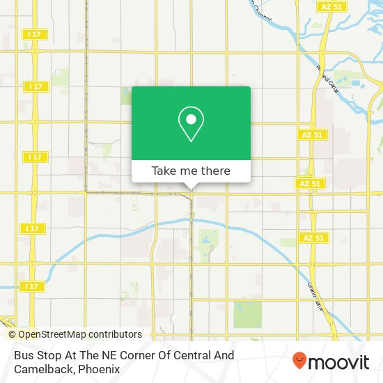 Mapa de Bus Stop At The NE Corner Of Central And Camelback