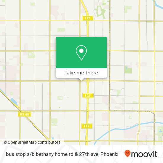 Mapa de bus stop s / b bethany home rd & 27th ave