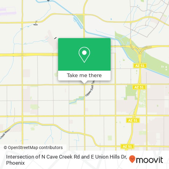 Mapa de Intersection of N Cave Creek Rd and E Union Hills Dr