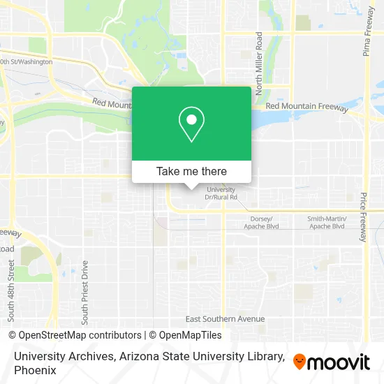 University Archives, Arizona State University Library map