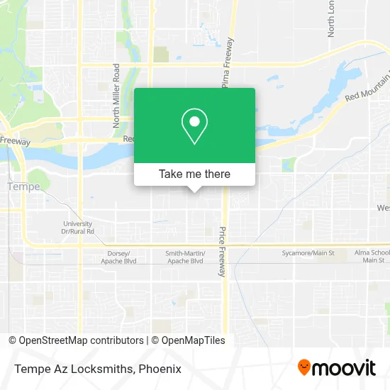Tempe Az Locksmiths map