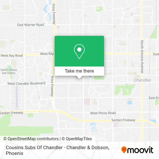 Cousins Subs Of Chandler - Chandler & Dobson map
