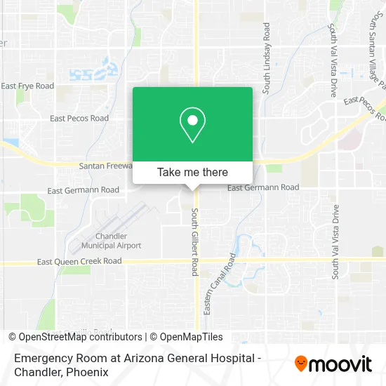 Emergency Room at Arizona General Hospital - Chandler map