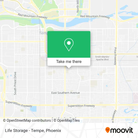 Life Storage - Tempe map