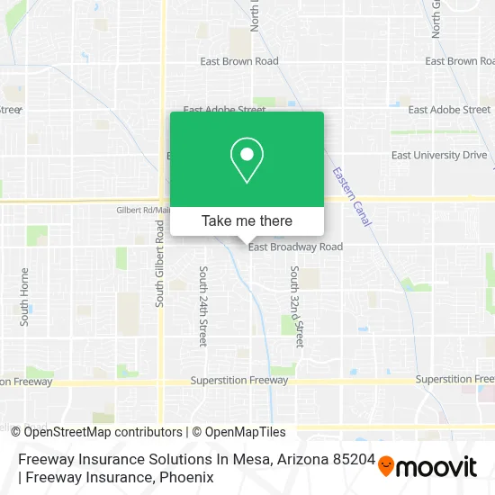 Freeway Insurance Solutions In Mesa, Arizona 85204 | Freeway Insurance map