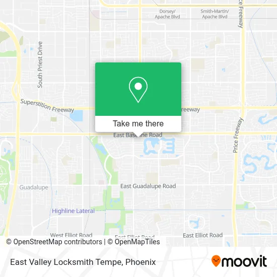 East Valley Locksmith Tempe map
