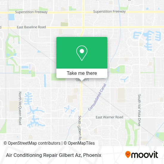Air Conditioning Repair Gilbert Az map