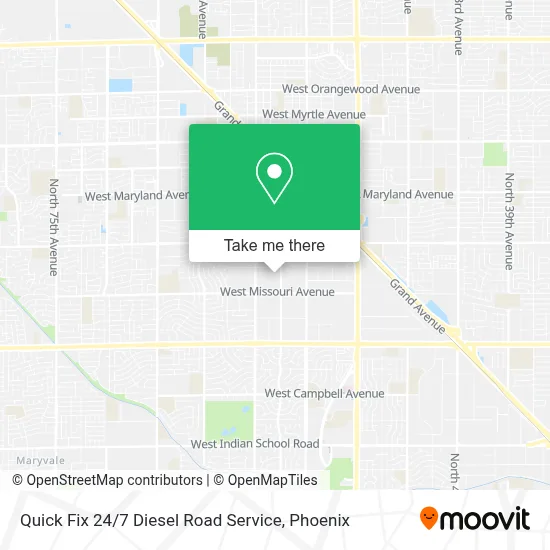 Quick Fix 24 / 7 Diesel Road Service map