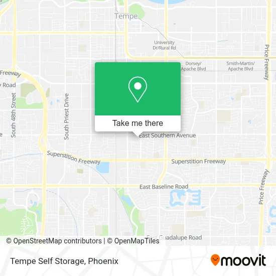 Tempe Self Storage map