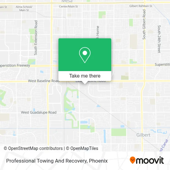 Professional Towing And Recovery map