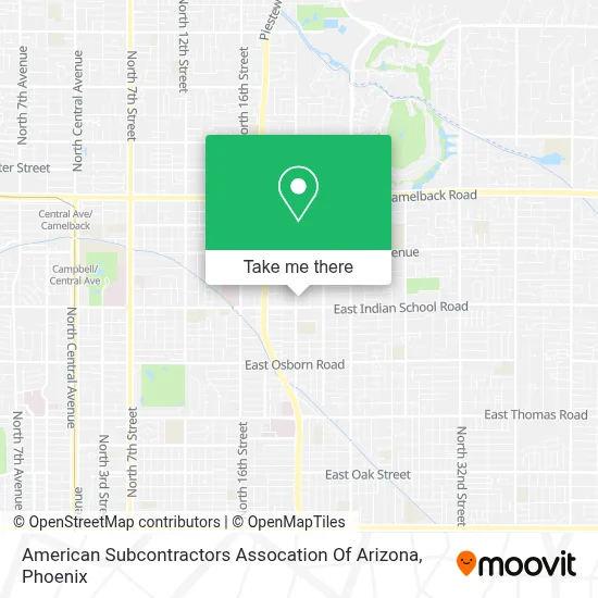 American Subcontractors Assocation Of Arizona map
