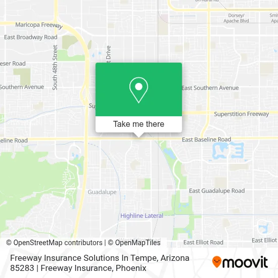 Freeway Insurance Solutions In Tempe, Arizona 85283 | Freeway Insurance map