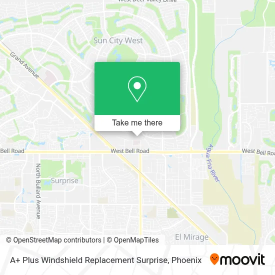 A+ Plus Windshield Replacement Surprise map