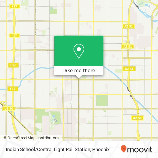 Indian School / Central Light Rail Station map