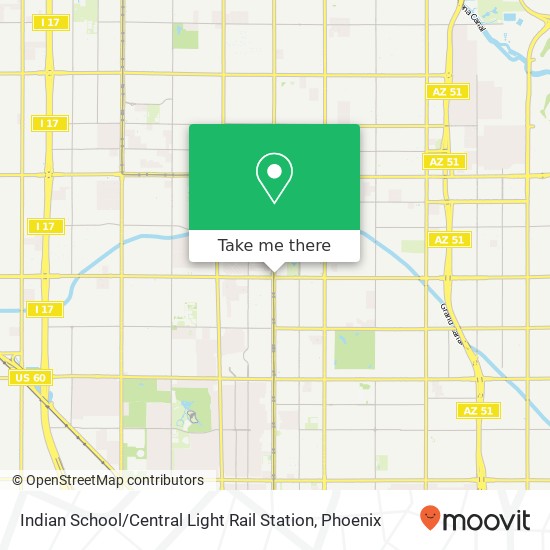 Mapa de Indian School / Central Light Rail Station