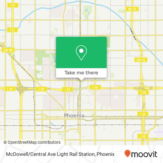 McDowell / Central Ave Light Rail Station map