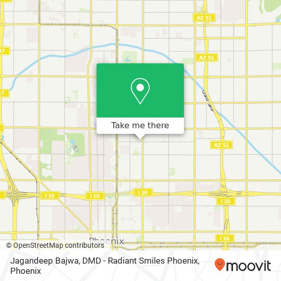 Mapa de Jagandeep Bajwa, DMD - Radiant Smiles Phoenix