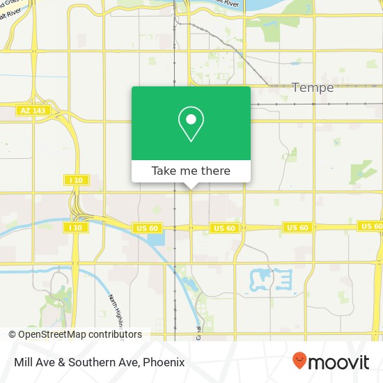 Mill Ave & Southern Ave map