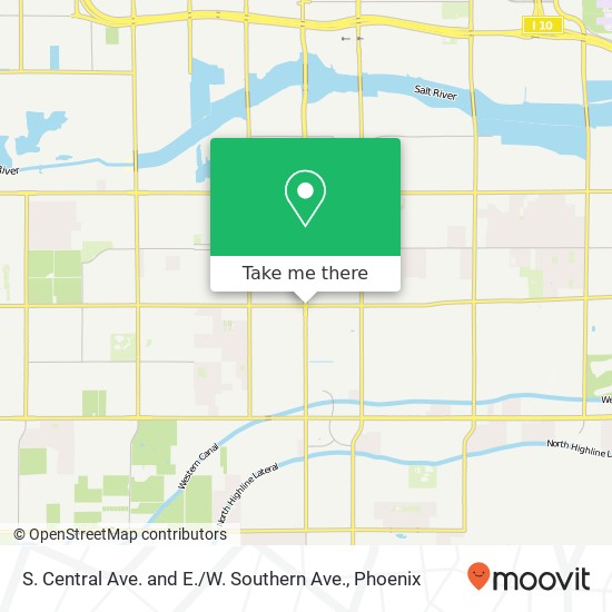 S. Central Ave. and E. / W. Southern Ave. map