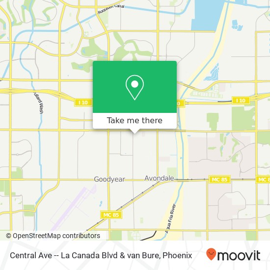 Central Ave -- La Canada Blvd & van Bure map