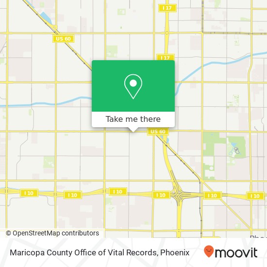 Mapa de Maricopa County Office of Vital Records