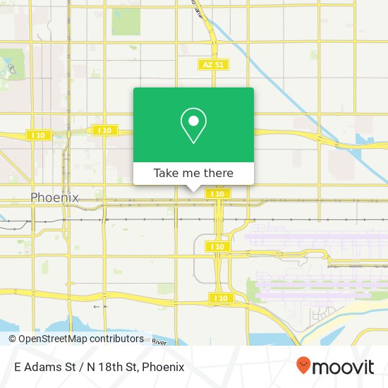 E Adams St / N 18th St map