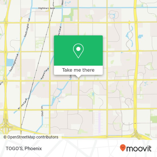 Mapa de TOGO'S, 9920 S Rural Rd Tempe, AZ 85284