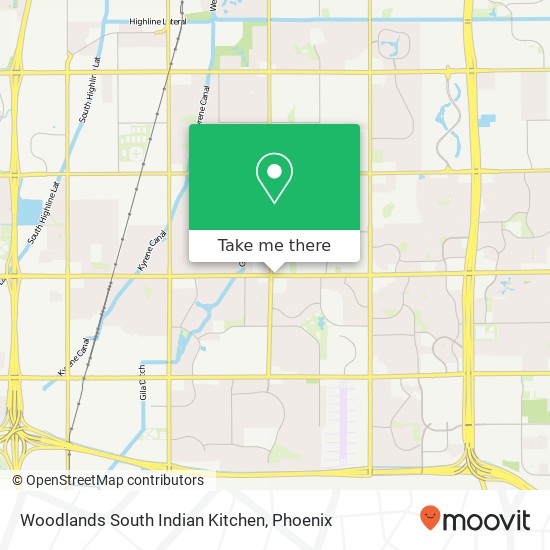 Mapa de Woodlands South Indian Kitchen, 4980 W Ray Rd Chandler, AZ 85226