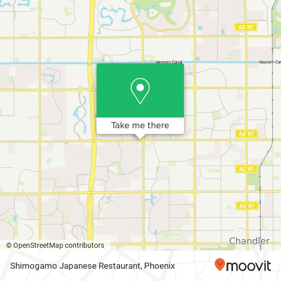 Mapa de Shimogamo Japanese Restaurant, 2051 W Warner Rd Chandler, AZ 85224