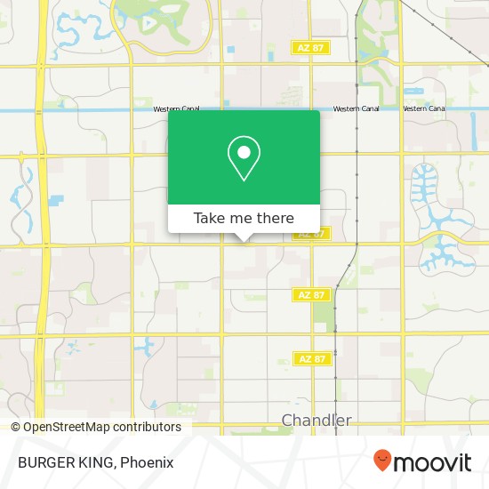 Mapa de BURGER KING, 800 W Warner Rd Chandler, AZ 85225