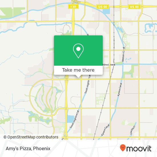 Mapa de Amy's Pizza, 1620 W Elliot Rd Tempe, AZ 85284