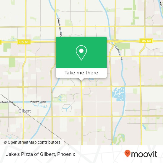 Mapa de Jake's Pizza of Gilbert, 929 N Val Vista Dr Gilbert, AZ 85234