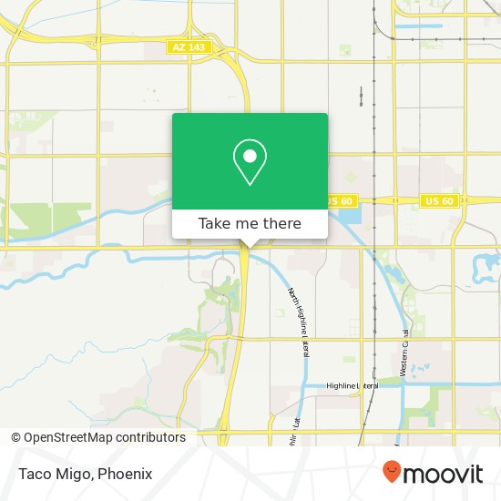 Mapa de Taco Migo, 1821 W Baseline Rd Guadalupe, AZ 85283
